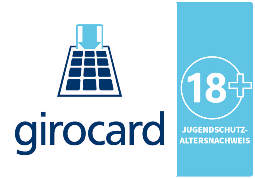 Girocard-Logo mit dem Hinweis auf den Jugendsschutz und die Altersverifikation 18+, ideal für Anwendungen, die eine Altersprüfung erfordern.