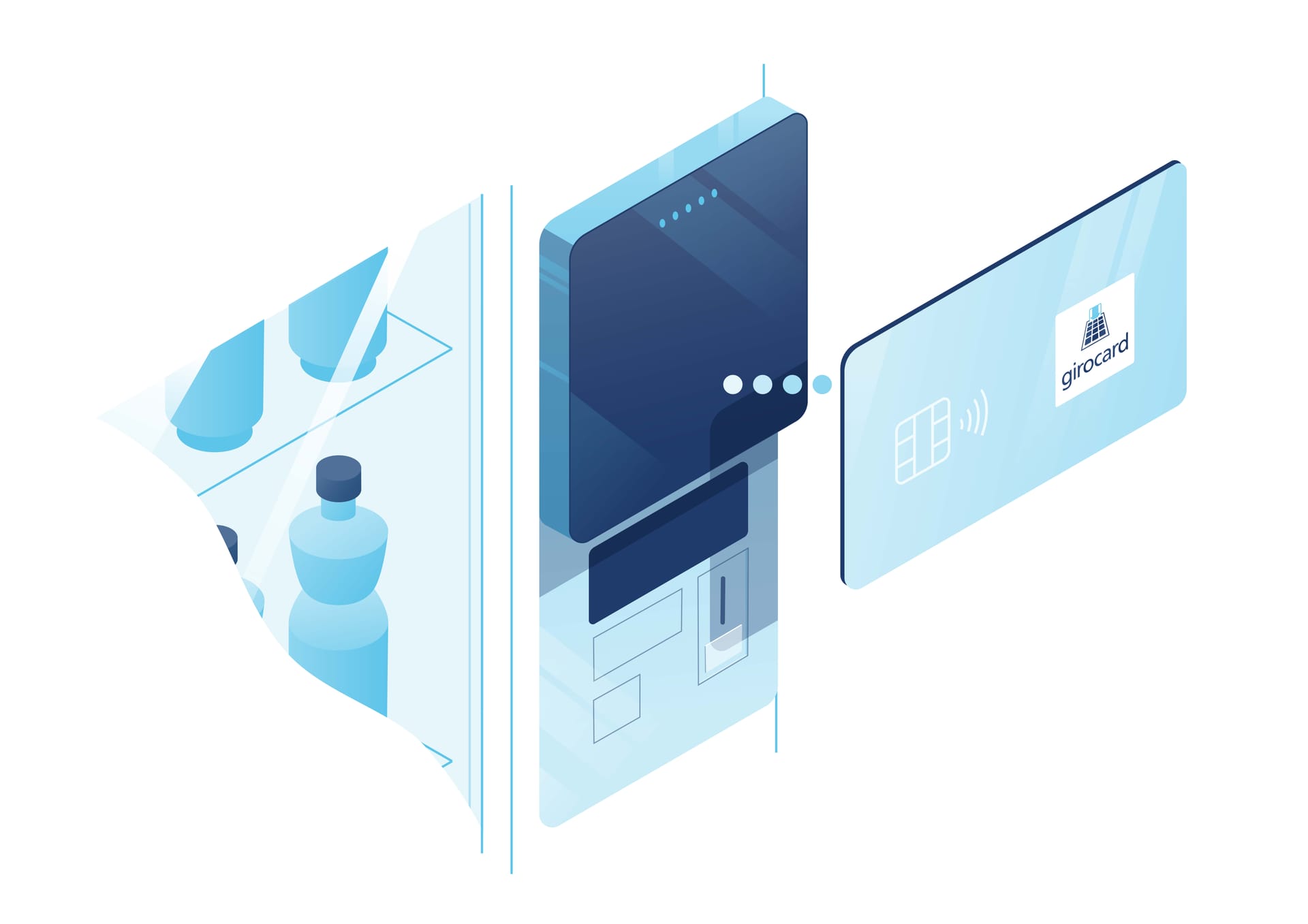 Moderne Verkaufsmaschine mit kontaktloser Bezahlfunktion, die verschiedene Getränke und Produkte anbietet, ideal für Büros und öffentliche Einrichtungen.